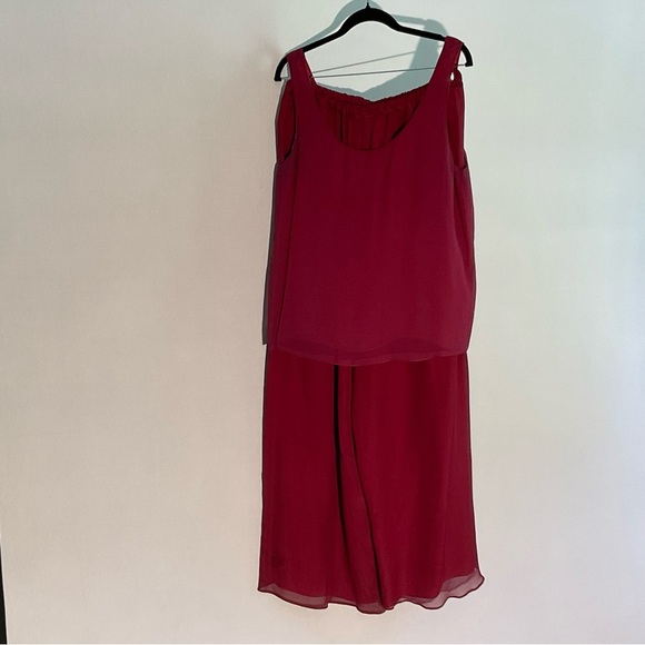 Niteline Burgundy Silk Large 3 Piece Evening Wear Gold Bugle Beaded Jacket - Picture 14 of 16